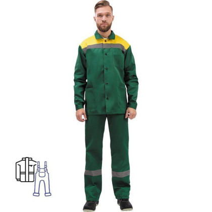 Костюм рабочий летний м л02-КПК кур/пк зел/желт 64-66/182-188