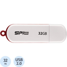 Флеш-память Silicon Power LuxMini 320, 32Gb, USB 2.0, бел, SP032GBUF2320V1W