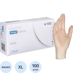 Перчатки одноразовые виниловые, н/о, прозр. MediOk (XL), 50п/уп 4гр.,ПС