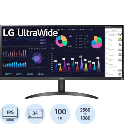 Монитор LG (34WQ500-B)34/UWFHD/IPS/100Hz/400cd/5ms/HDMI/DP