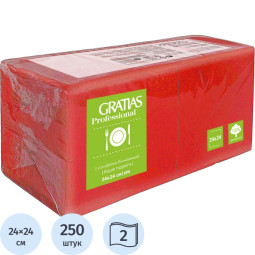 Салфетки бумажные Gratias 2сл 24х24 красные 250 шт/уп