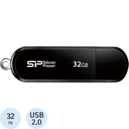 Флеш-память Silicon Power LuxMini 322, 32Gb, USB 2.0, чер, SP032GBUF2322V1K