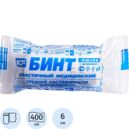 Бинт эластичный ср.раст., 6cм х 4м, Ньюфарм, груп.упак. 20шт/уп ШК35130