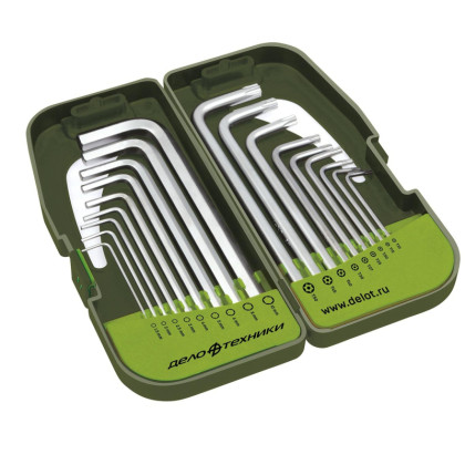 Набор ключей Дело Техники 1.5,2,2.5,3,4,5,6,8,10 мм и TORX 18 шт (564518)