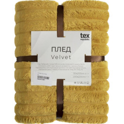 Плед TexRepublic Velvet Крупный рубчик Евро Желтый