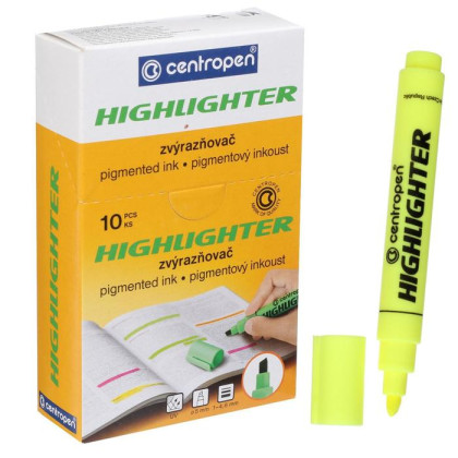 Маркер текстовыделитель 4.6 Centropen 8852, флуоресцентный, цвет жёлтый (Цена за 10 шт.)