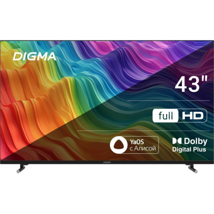 Телевизор Digma DM-LED43SBB33, FHD, смарт (Яндекс.ТВ)