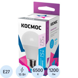 Лампа светодиодная КОСМОС LkecLED15wA60E2765 А60 15W Е27 6500K