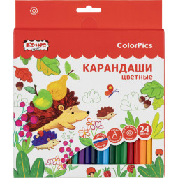 Карандаши цветные 24 цвета  Комус Класс ColorPics, шестигранные