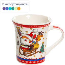 Кружка Желаю счастью 310 мл 4 цв НГ, 223-08024