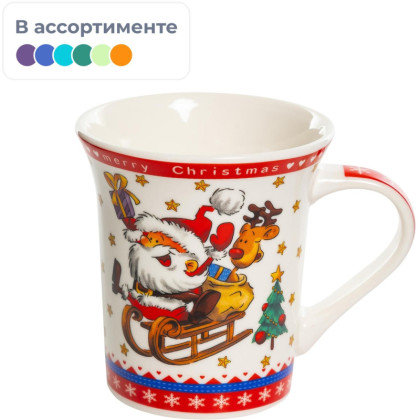 Кружка Желаю счастью 310 мл 4 цв НГ, 223-08024