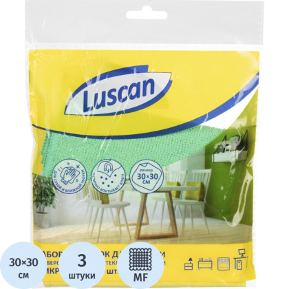 Салфетки хозяйственные Luscan унив, стекл, меб 30х30см 180/230/200 3шт/уп