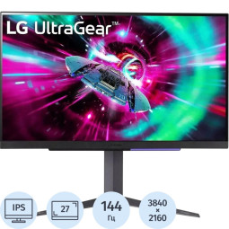 Монитор LG (27GR93U-B.ARUZ) 27/4K/IPS/144Hz/320cd/5ms/HDMI/DP