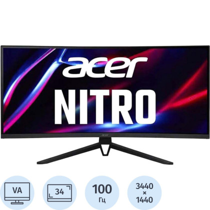 Монитор Acer Nitro(UM.CE3EE.H01)34/UWQHD/VA/100Hz/300cd/1ms/HDMI/DP