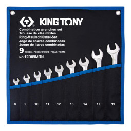 Набор ключей комбинированных, 8-19 мм,чехол из теторона,9 предм.KING TONY