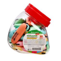 Маркер текстовыделитель мини 1-5мм BRAUBERG KIDS "CUTE CATS PASTEL", микс, в пласт банке (Цена за 35 шт.)