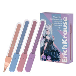 Маркер текстовыделитель ErichKrause Visioline V-18 "Manga", скошенный узел 0,5 - 4,5 мм, на водной основе быстро высыхает, микс (Цена за 12 шт.)