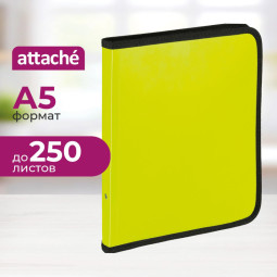 Папка-конверт на молнии с 3-х сторон Attache Neon A5 желтый
