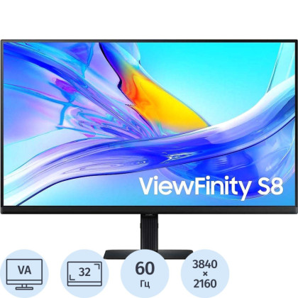 Монитор Samsung (LS32D804UAIXCI)32/4K UHD/VA/60Hz/350cd/5ms/HDMI/DP