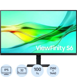 Монитор Samsung (LS32D604UAIXCI)32/WQHD/IPS/100Hz/350cd/5ms/HDMI/DP