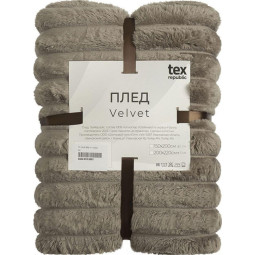 Плед TexRepublic Velvet Крупный рубчик Евро Коричневый