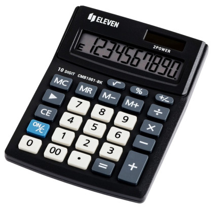 Калькулятор настольный ELEVEN, 10-разрядный, 103 х 138 х 24 мм, двойное питание, чёрный