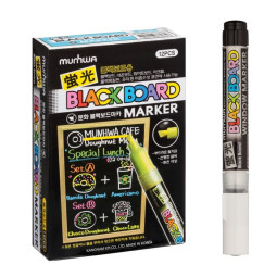 Маркер меловой MunHwa "Black Board Marker", 3.0 мм, пулевидный, водная основа, белый (Цена за 12 шт.)