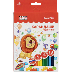 Карандаши цветные 18 цветов Комус Класс ColorPics, трехгранные