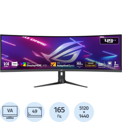 Монитор ASUS ROGStrix XG49WCR (90LM08I0-B01170)49/5K/VA/165Hz/450cd/1ms/DP