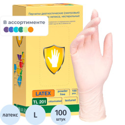 Мед.смотров. перчатки латекс., нест, н/о, текс. TL/XL 201 L 50пар/уп