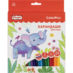 Карандаши цветные 24 цвета Комус Класс ColorPics, трехгранные