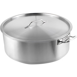 Котел 35 л. нерж. d=50 см. h=18 см. тройн.дно с кр. (инд) MGsteel 73081