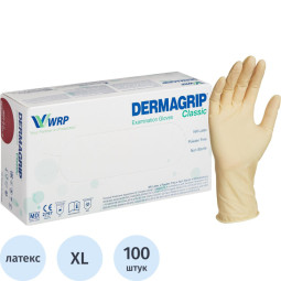 Мед.смотров. перчатки латекс. н/о, тек.Dermagrip Classic(XL) 50 D1504-10/30