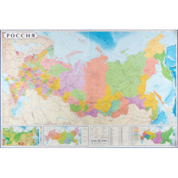 Карта настенная РФ политико-административная 1:3,7млн., 2,33х1,58м