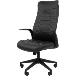 Кресло VT_EChair-673 TPU кож.зам черный пластик