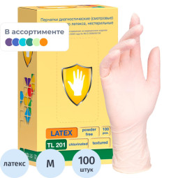 Мед.смотров. перчатки латекс., нест, н/о, текс. TL/XL 201 M 50пар/уп