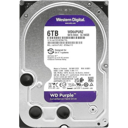 Жесткий диск Western Digital Purple 6TB, SATA, 5400rpm, 256MB(WD64PURZ)