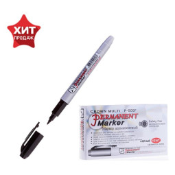 Маркер перманентный Crown Multi Marker Super Slim, 1.0 мм, пулевидный, чёрный (Цена за 12 шт.)