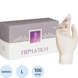 Мед.смотров. перчатки латекс, н/о, (L), 50 пар/уп