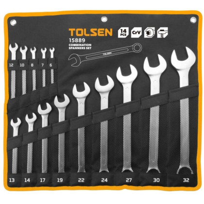Набор ключей комбинированных, 6-32 мм, 14 предметов TOLSEN TT15889