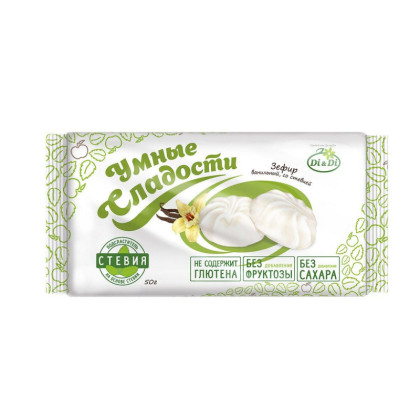 Зефир Умные Сладости Di&amp;Di ванильный, стевия, 50г