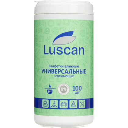 Салфетки влажные Luscan универсальные в банке 100 шт/уп