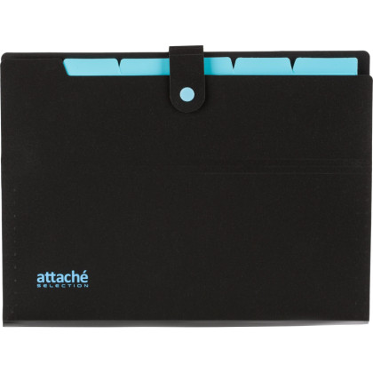Папка органайзер на кнопке Attache Selection Black&amp;Bluе, А4,500мкм , 5отд