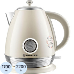 Чайник BRAYER 1070BR, 2200 Вт,1,7 л,Strix,автооткл,нерж.сталь