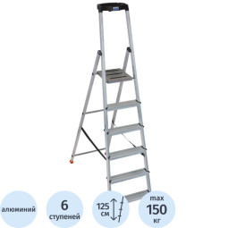 Стремянка складная Krause SAFETY 6 ступеней с полочкой 128966