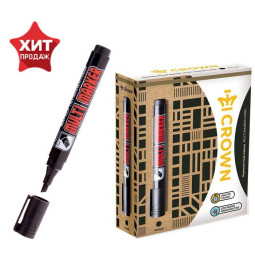 Маркер перманентный Crown Multi Marker, 5.0-1.0 мм, скошенный, чёрный (Цена за 12 шт.)