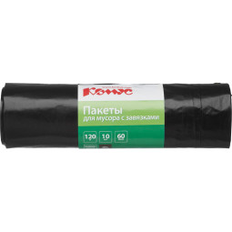 Мешки для мусора ПВД 120л 60мкм 10шт/рул черные 70х90см Комус с завязками