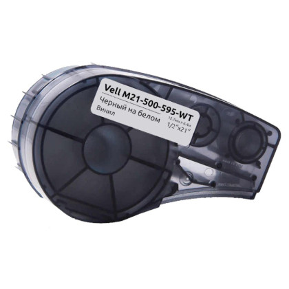 Картридж Vell M21-500-595-WT (12.7 мм / 6.4 м, винил, чер. на бел,VL142807)