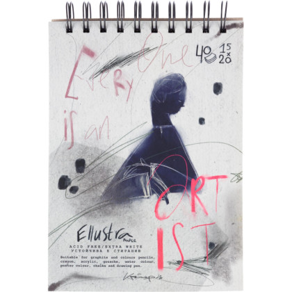 Альбом д/рис и эскизов Kroyter 40л,150х200,спир,185гр,тв.пер.Ellustra,63808