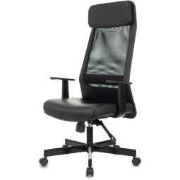 Кресло VB_EChair-651 TPU кожзам черный, сетка черая,металл